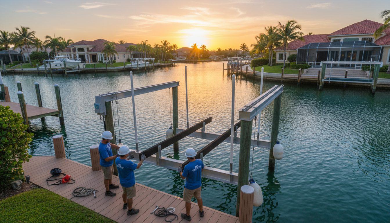 boat lift installation in Cape Coral