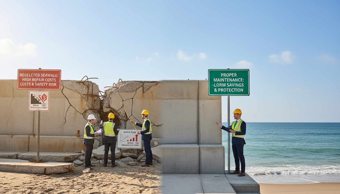 seawall repair vs replacement cost and warning signs
